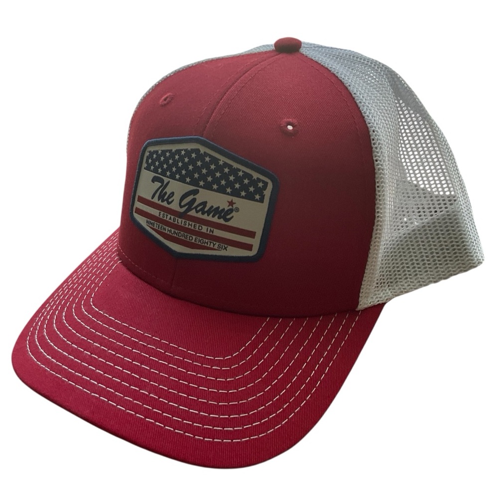 The Game White and Red Mesh Trucker Hat